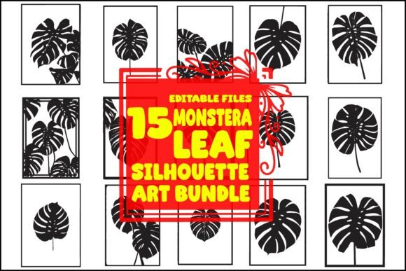 15 Monstera Leaf Silhouette Bundle: Graphics & Illustrations for Natural Branding