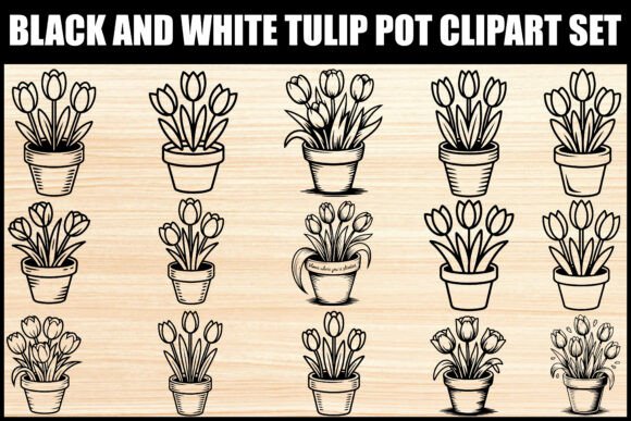 Black White Tulip Pot Clipart Set: A Designer’s Honest Review