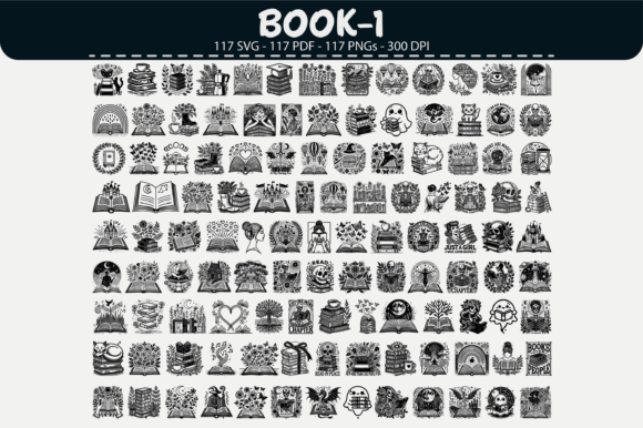Book Clipart Bundle – 117 Graphics & Illustrations for Real Crafting