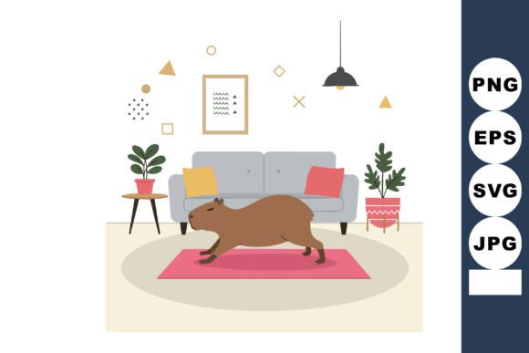 Capybara in Cozy Living Room Graphics & Illustrations for Digital Sellers