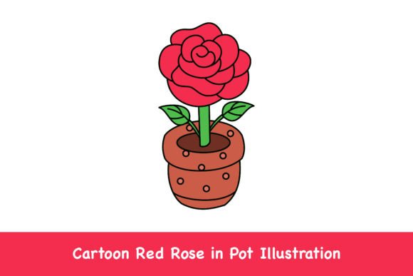 Cartoon Red Rose in Pot Illustration: A Versatile Graphic for Branding and Creative Projects