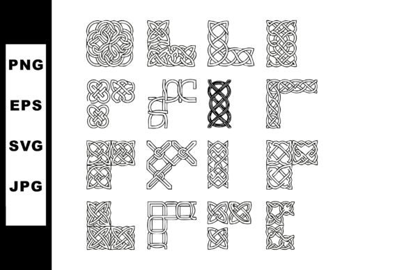 Celtic Knot Corner Borders and Square Patterns for Graphics & Illustrations