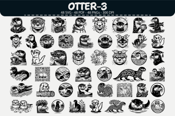 Charming Otter Vector Clipart – 48 Designs for Branding and Creative Graphics