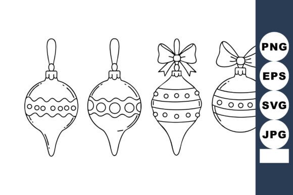 Christmas Ornaments Vector Set with Bows – Festive Illustrations for Local Business Branding
