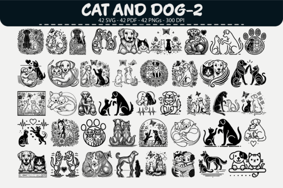 Crafting with Cat and Dog Vector Bundle – 42 Graphics & Illustrations