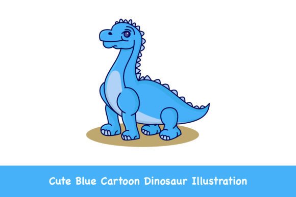 Cute Blue Cartoon Dinosaur Illustration: A Playful Graphic for Local Branding and Packaging