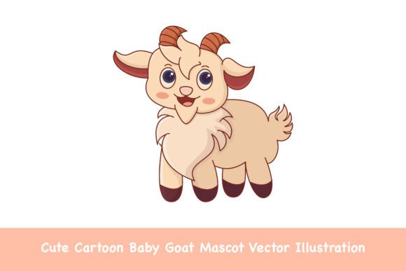 Cute Cartoon Baby Goat: A Playful Graphic for Branding and Marketing
