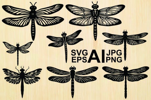 Elegant Silhouettes of Dragonfly Collection for Brand Graphics & Illustrations