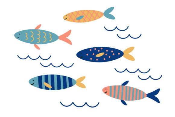 Fish in the Water Bundle – Playful Marine Graphics for Branding and Print