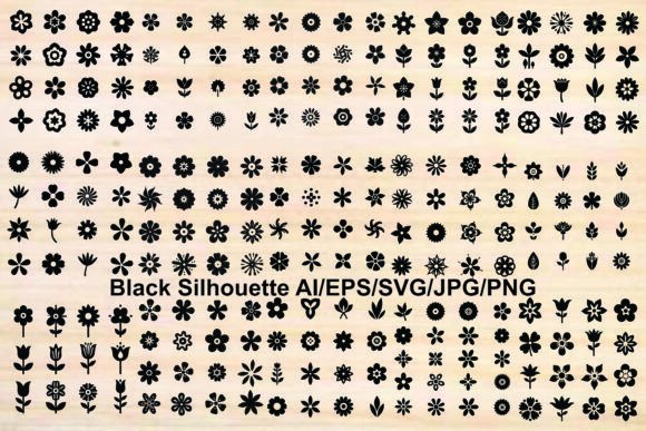 Flower Icon Set: Clean Black Floral Graphics for Editorial and Web Design