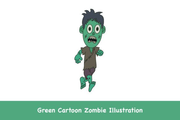 Green Cartoon Zombie Illustration: A Versatile Graphic for Halloween-Themed Content