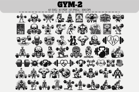 Gym Fitness SVG Bundle – 61 Designs for Bold Branding Graphics