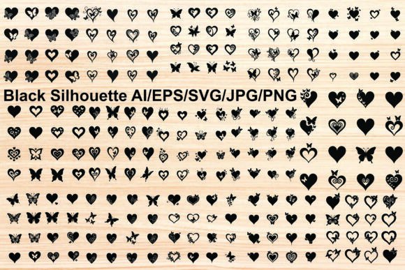 Hearts and Butterflies Elements Vector Graphics for Illustrations & Digital Selling
