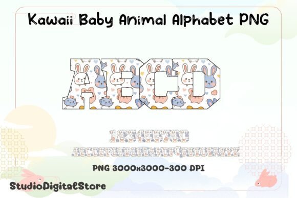 Kawaii Baby Animal Alphabet PNG