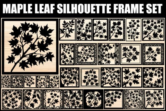 Maple Leaf Silhouette Frame Set: A Natural Fit for Branding Graphics & Illustrations