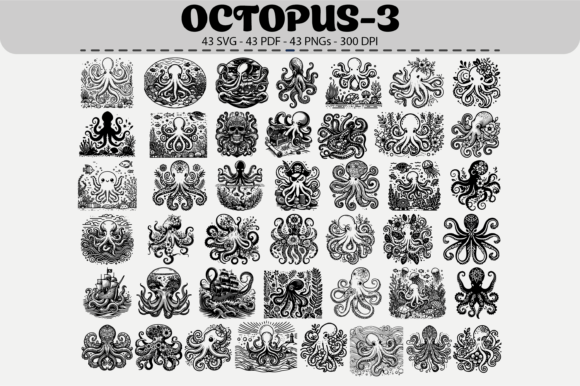 Octopus SVG Set – 43 Designs for Crafters & Etsy Sellers