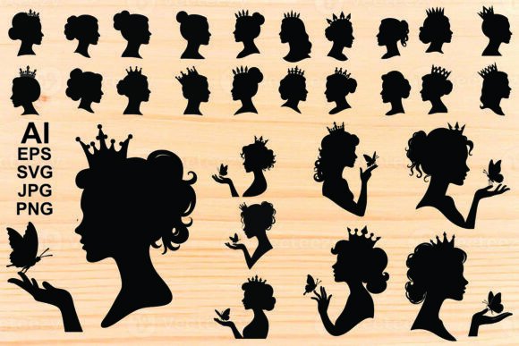 Queen Crown Black Silhouette Graphics for Crafting & Illustrations