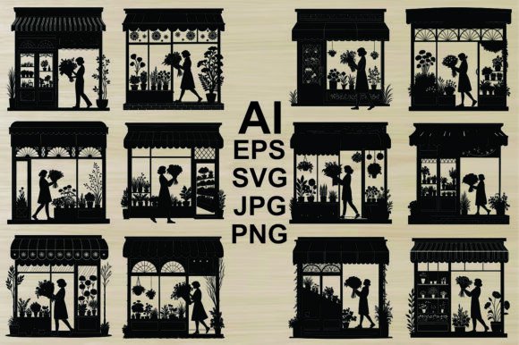 Silhouette Bouquet in a Flower Shop – A Timeless Graphic for Branding and Visual Storytelling