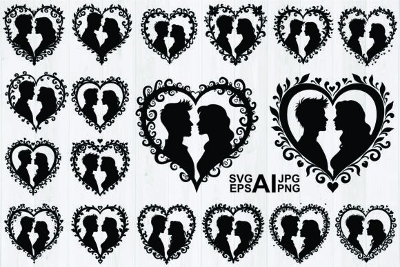 Silhouette Couple a Valentine's Day Graphics for Commercial Illustrations