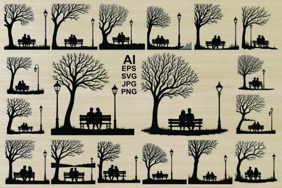 Silhouette Couple Sitting on a Bench Set: A Visual Review for Brand Designers & Content Marketers