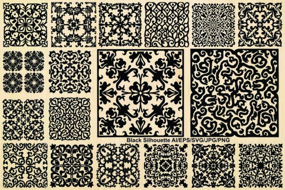 Silhouette Ornament Patterns & Borders – Elegant Graphics for Branding & Visual Content