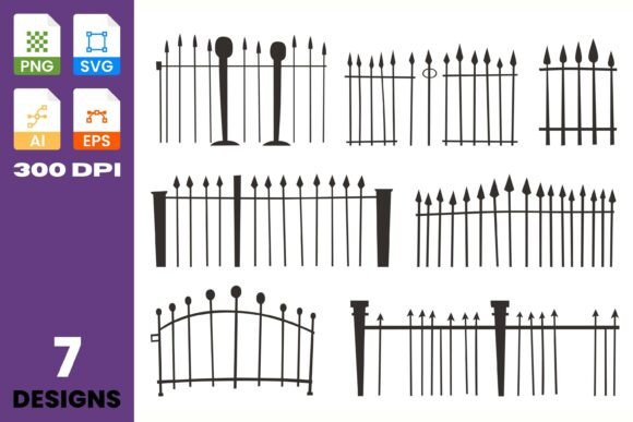 Spooky Fence Clipart Set: Eerie Illustrations for Halloween Crafts & Digital Graphics