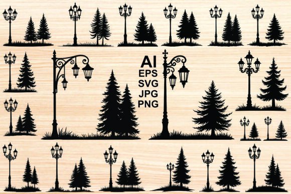 Vintage Charm in Silhouette: A Designer’s Take on Lamp Posts and Tree Embroidery