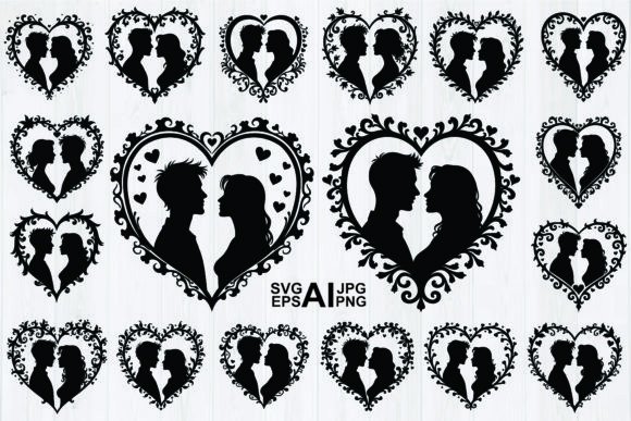 Wedding Heart Bride Groom Bundle: Elegant Graphics for Romantic Design Projects