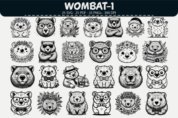 Wombat Vector Clipart – 25 Designs for Creative Branding and Visual Storytelling